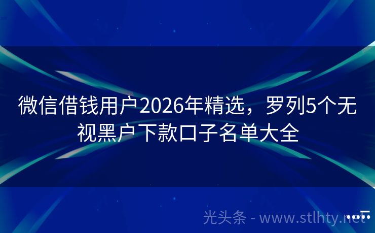 微信借钱用户2026年精选，罗列5个无视黑户下款口子名单大全