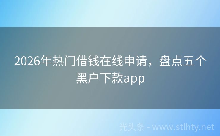 2026年热门借钱在线申请，盘点五个黑户下款app