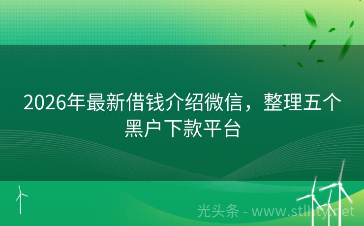 2026年最新借钱介绍微信，整理五个黑户下款平台