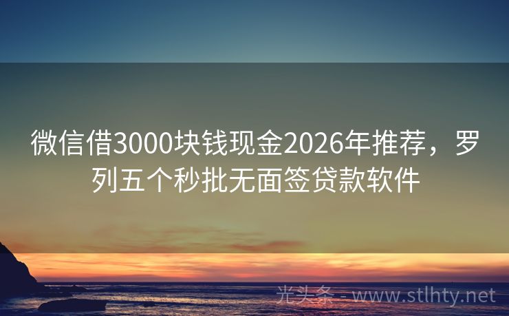 微信借3000块钱现金2026年推荐，罗列五个秒批无面签贷款软件