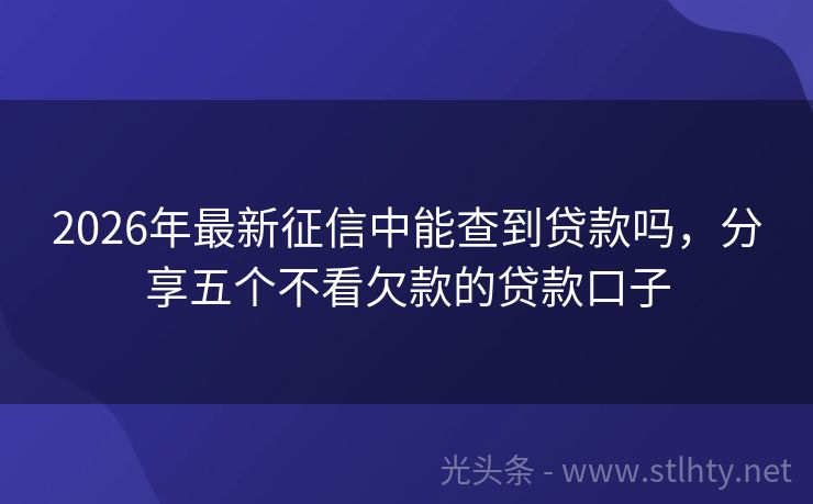 2026年最新征信中能查到贷款吗，分享五个不看欠款的贷款口子