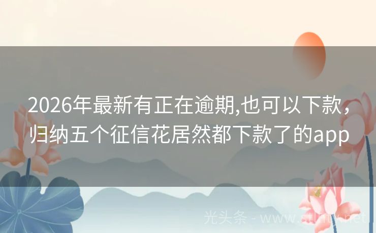 2026年最新有正在逾期,也可以下款，归纳五个征信花居然都下款了的app