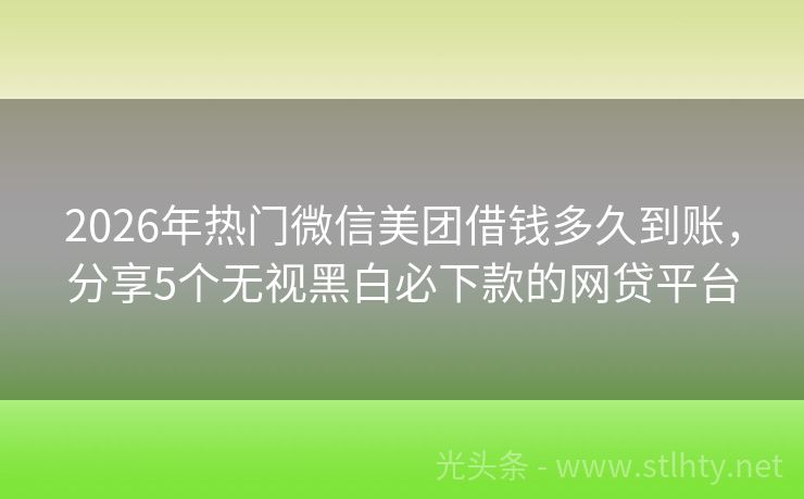 2026年热门微信美团借钱多久到账，分享5个无视黑白必下款的网贷平台
