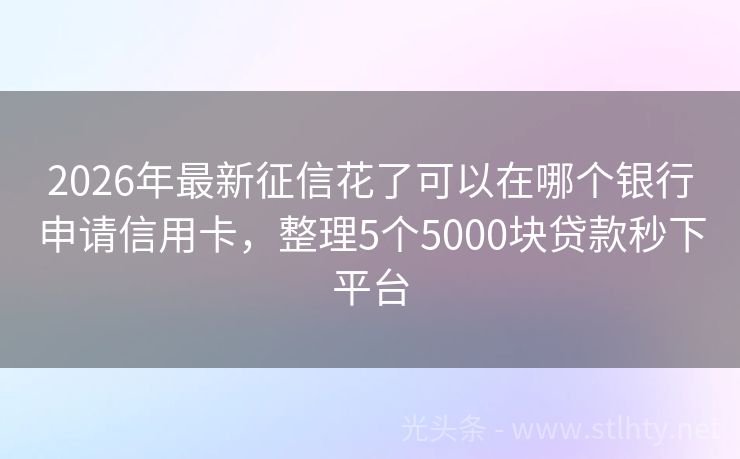 2026年最新征信花了可以在哪个银行申请信用卡，整理5个5000块贷款秒下平台