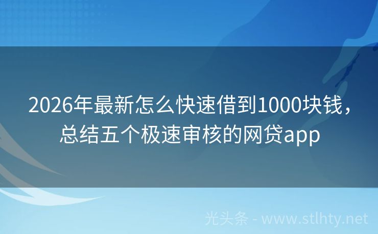 2026年最新怎么快速借到1000块钱，总结五个极速审核的网贷app