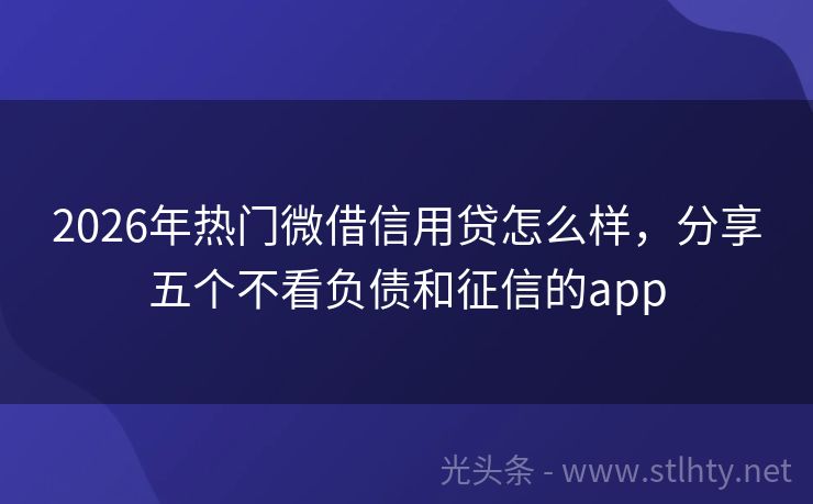 2026年热门微借信用贷怎么样，分享五个不看负债和征信的app