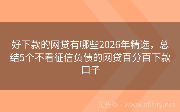 好下款的网贷有哪些2026年精选，总结5个不看征信负债的网贷百分百下款口子