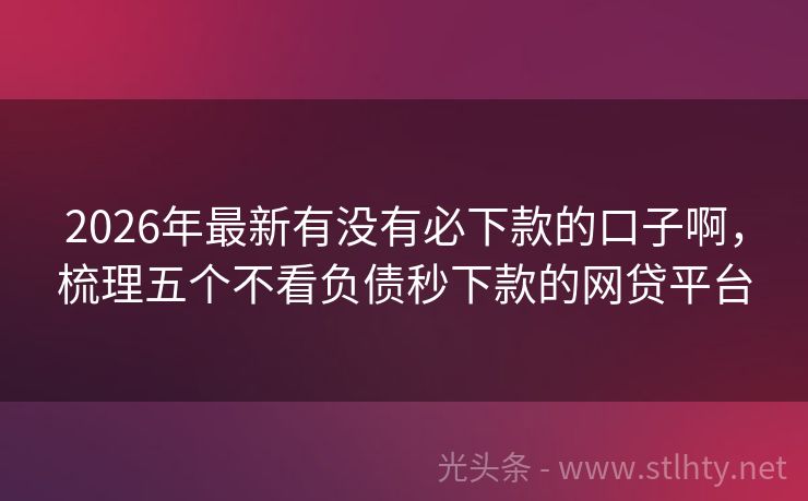 2026年最新有没有必下款的口子啊，梳理五个不看负债秒下款的网贷平台
