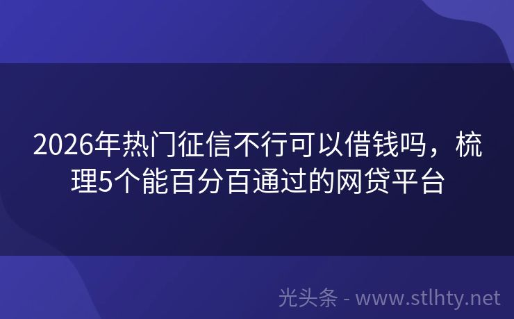 2026年热门征信不行可以借钱吗，梳理5个能百分百通过的网贷平台