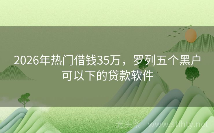 2026年热门借钱35万，罗列五个黑户可以下的贷款软件