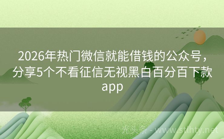 2026年热门微信就能借钱的公众号，分享5个不看征信无视黑白百分百下款app