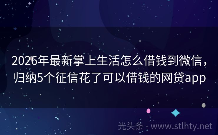 2026年最新掌上生活怎么借钱到微信，归纳5个征信花了可以借钱的网贷app