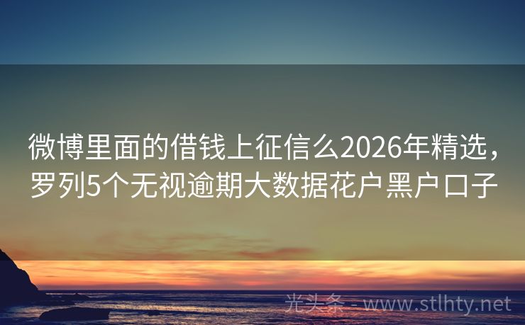 微博里面的借钱上征信么2026年精选，罗列5个无视逾期大数据花户黑户口子