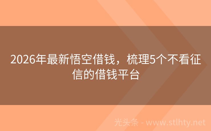 2026年最新悟空借钱，梳理5个不看征信的借钱平台
