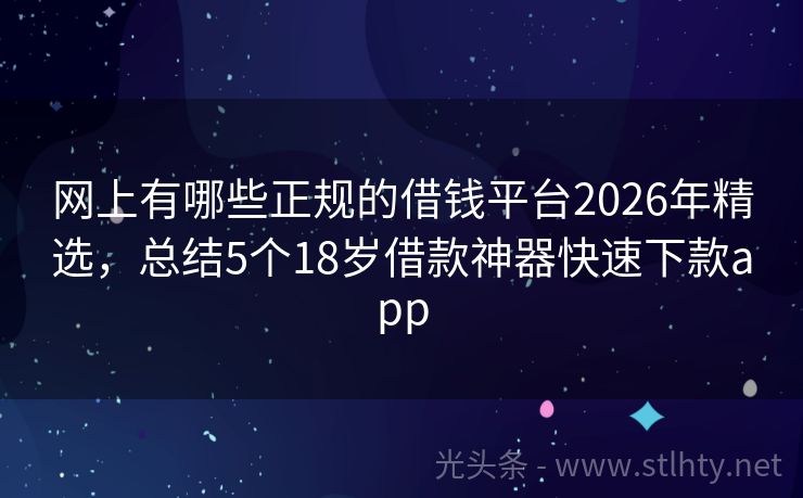 网上有哪些正规的借钱平台2026年精选，总结5个18岁借款神器快速下款app