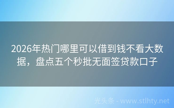 2026年热门哪里可以借到钱不看大数据，盘点五个秒批无面签贷款口子