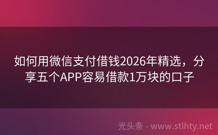 如何用微信支付借钱2026年精选，分享五个APP容易借款1万块的口子