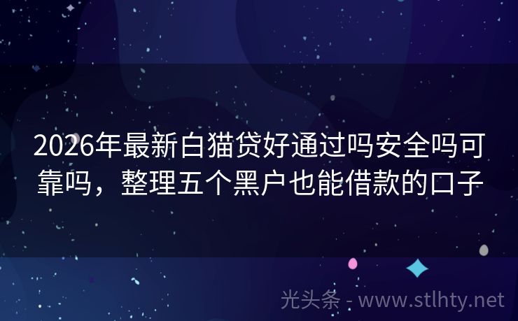 2026年最新白猫贷好通过吗安全吗可靠吗，整理五个黑户也能借款的口子