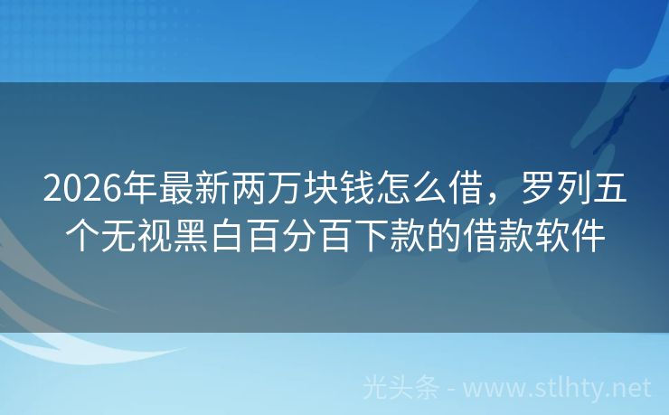 2026年最新两万块钱怎么借，罗列五个无视黑白百分百下款的借款软件