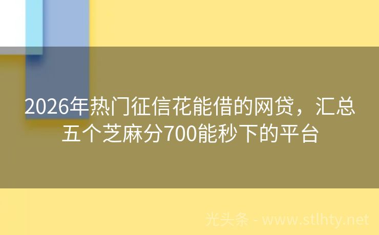 2026年热门征信花能借的网贷，汇总五个芝麻分700能秒下的平台