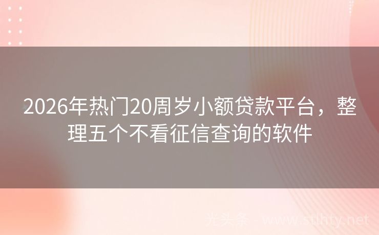 2026年热门20周岁小额贷款平台，整理五个不看征信查询的软件
