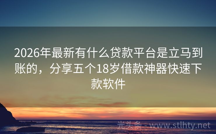 2026年最新有什么贷款平台是立马到账的，分享五个18岁借款神器快速下款软件