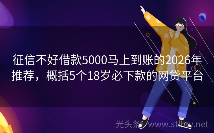 征信不好借款5000马上到账的2026年推荐，概括5个18岁必下款的网贷平台