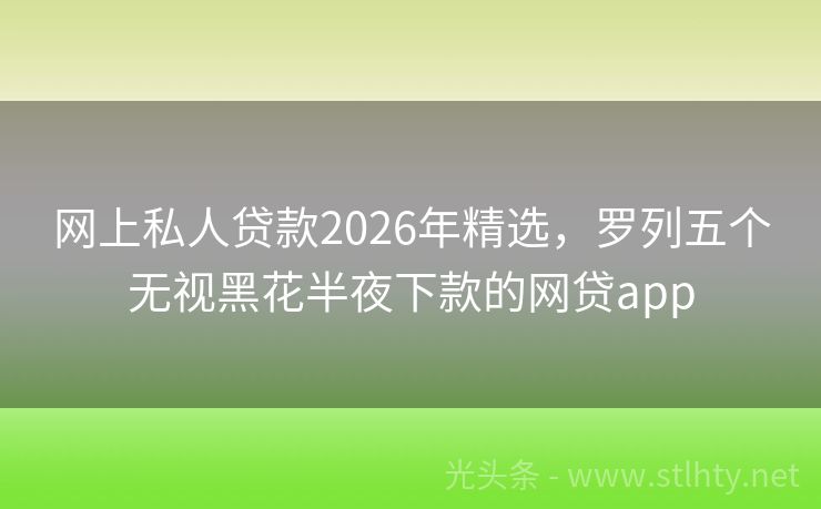 网上私人贷款2026年精选，罗列五个无视黑花半夜下款的网贷app