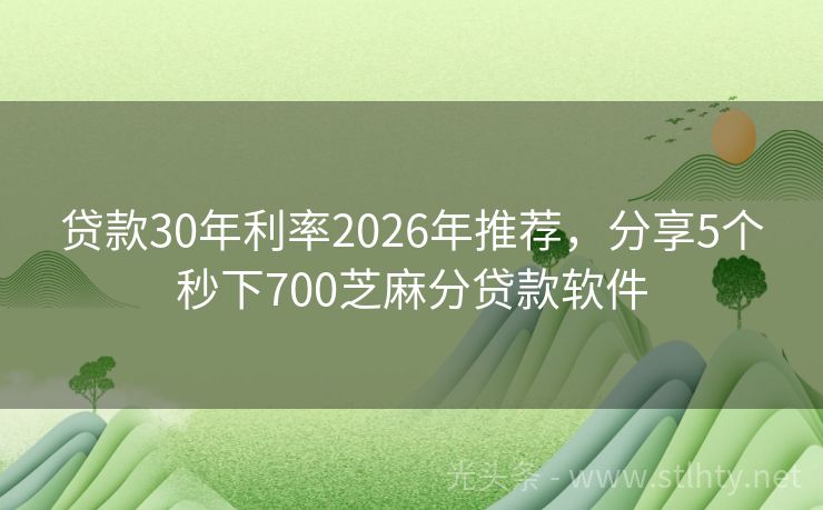 贷款30年利率2026年推荐，分享5个秒下700芝麻分贷款软件