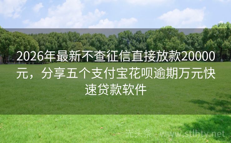 2026年最新不查征信直接放款20000元，分享五个支付宝花呗逾期万元快速贷款软件