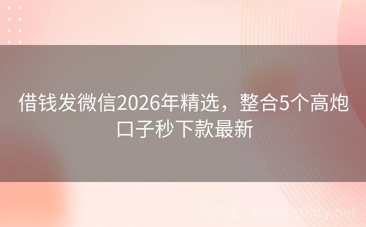 借钱发微信2026年精选，整合5个高炮口子秒下款最新