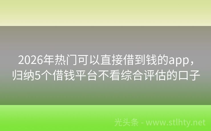 2026年热门可以直接借到钱的app，归纳5个借钱平台不看综合评估的口子