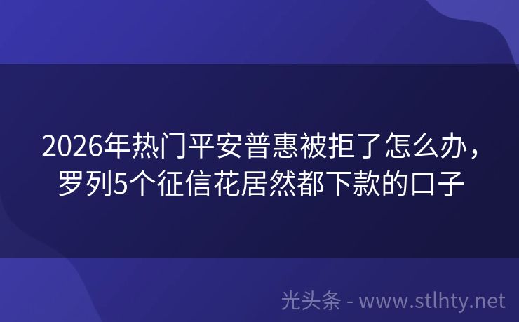 2026年热门平安普惠被拒了怎么办，罗列5个征信花居然都下款的口子