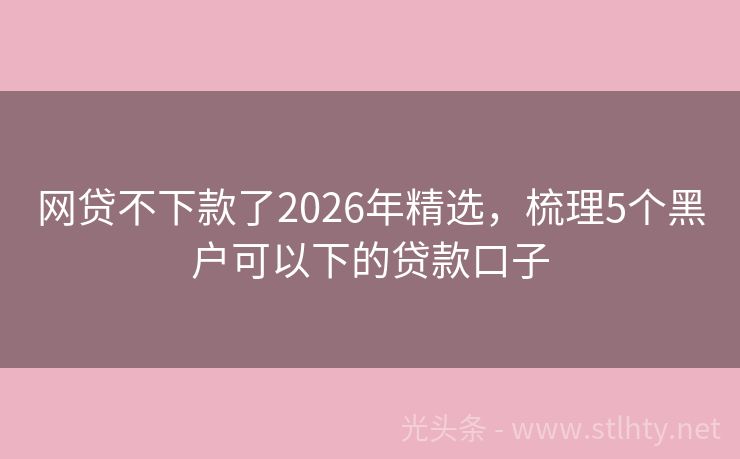 网贷不下款了2026年精选，梳理5个黑户可以下的贷款口子
