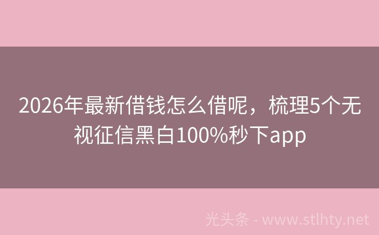 2026年最新借钱怎么借呢，梳理5个无视征信黑白100%秒下app