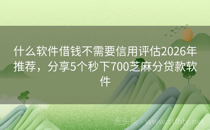 什么软件借钱不需要信用评估2026年推荐，分享5个秒下700芝麻分贷款软件