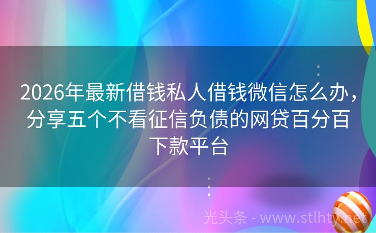 2026年最新借钱私人借钱微信怎么办，分享五个不看征信负债的网贷百分百下款平台