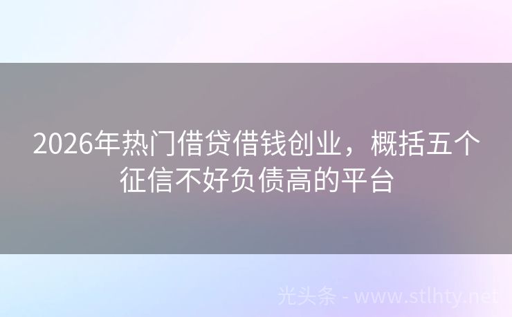 2026年热门借贷借钱创业，概括五个征信不好负债高的平台