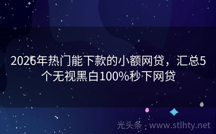 2026年热门能下款的小额网贷，汇总5个无视黑白100%秒下网贷