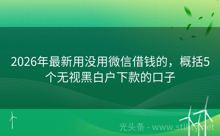 2026年最新用没用微信借钱的，概括5个无视黑白户下款的口子