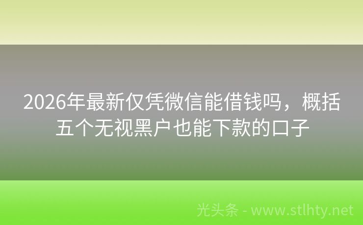 2026年最新仅凭微信能借钱吗，概括五个无视黑户也能下款的口子