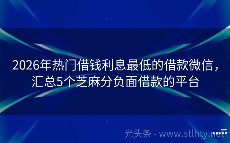 2026年热门借钱利息最低的借款微信,汇总5个芝麻分负面借款的平台