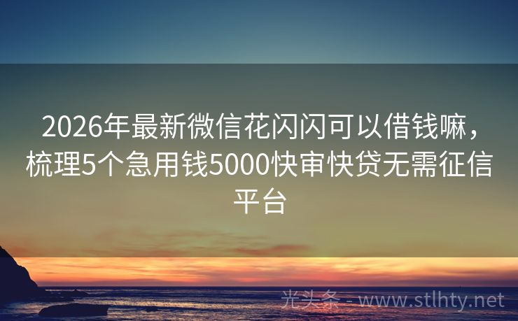 2026年最新微信花闪闪可以借钱嘛，梳理5个急用钱5000快审快贷无需征信平台