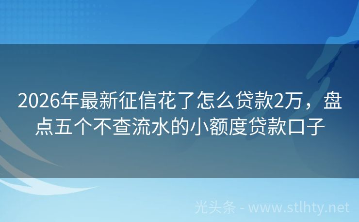 2026年最新征信花了怎么贷款2万，盘点五个不查流水的小额度贷款口子