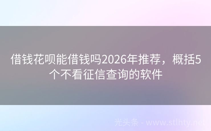 借钱花呗能借钱吗2026年推荐，概括5个不看征信查询的软件