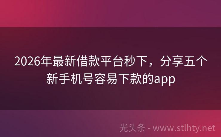 2026年最新借款平台秒下，分享五个新手机号容易下款的app