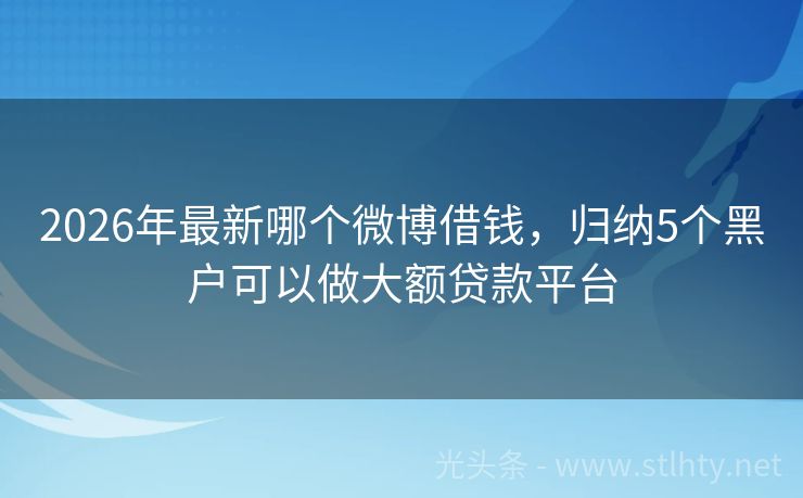 2026年最新哪个微博借钱，归纳5个黑户可以做大额贷款平台