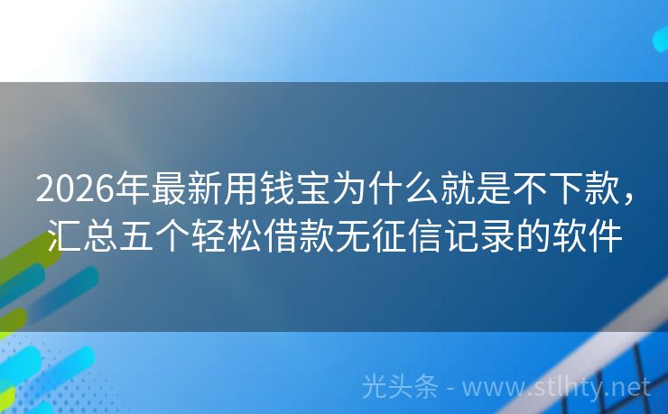 2026年最新用钱宝为什么就是不下款，汇总五个轻松借款无征信记录的软件