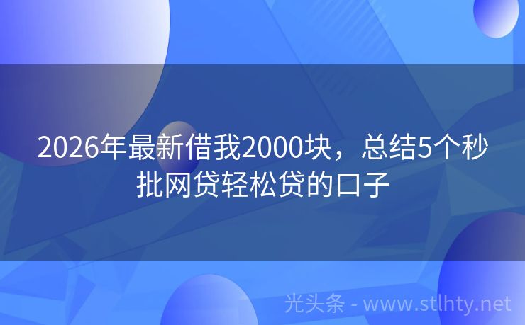 2026年最新借我2000块，总结5个秒批网贷轻松贷的口子