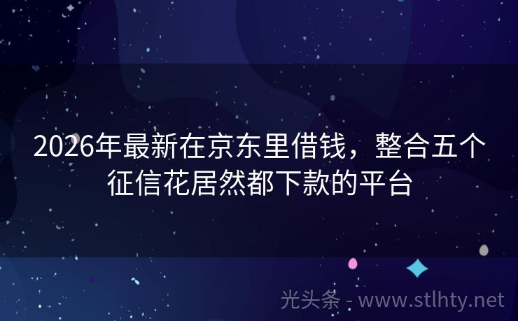 2026年最新在京东里借钱，整合五个征信花居然都下款的平台